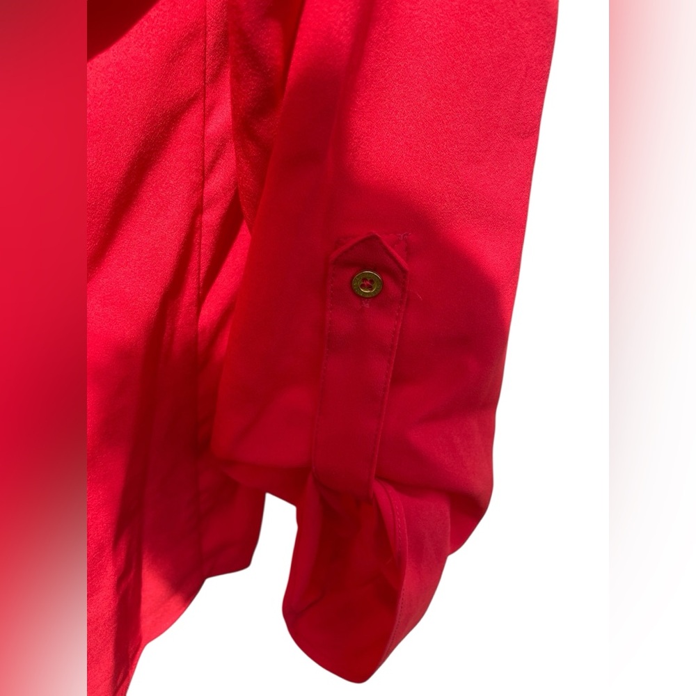 EUC Ellen Tracy Large Flowy Red Women's Tunic Top with Rivets Around Collar - Picture 7 of 8